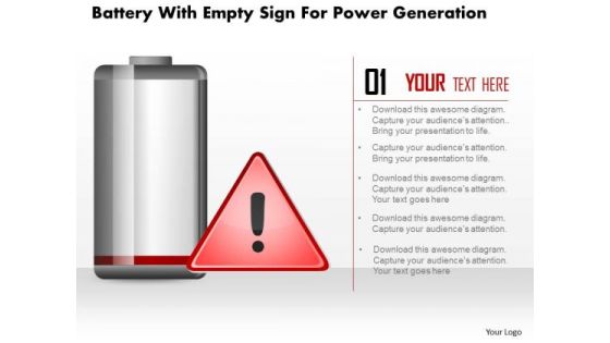 Business Diagram Battery With Empty Sign For Power Generation PowerPoint Slide Business Diagram Battery With Empty Sign For Power Generation PowerPoint Slide