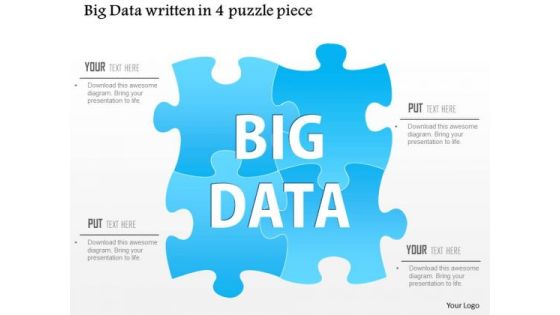 Business Diagram Big Data Written In A 4 Puzzle Piece Ppt Slide
