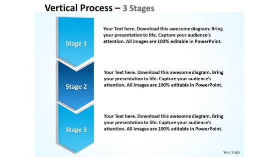 Business Diagram Blue Vertical Process 3 Stages Strategy Diagram