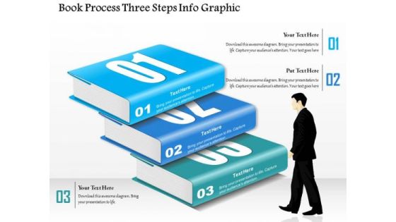 Business Diagram Book Process Three Steps Info Graphic Presentation Template