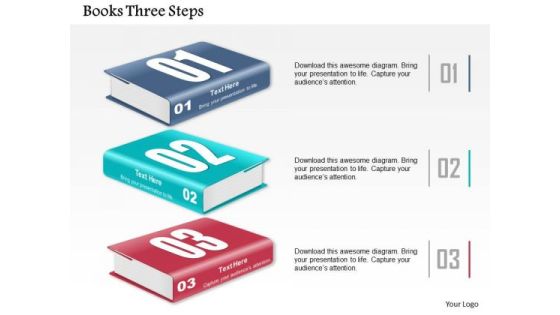 Business Diagram Books Three Steps Presentation Template