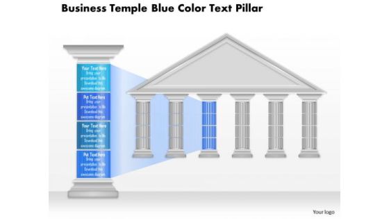 Business Diagram Business Temple Blue Color Text Pillar Presentation Template