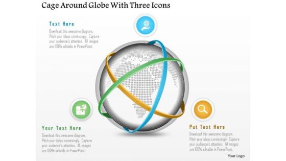 Business Diagram Cage Around Globe With Three Icons Presentation Template Business Diagram Cage Around Globe With Three Icons Presentation Template