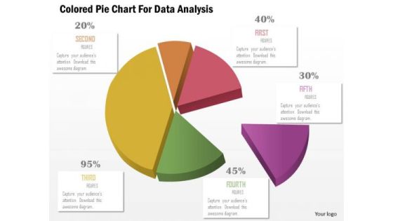 Business Diagram Colored Pie Chart For Data Analysis Presentation Template