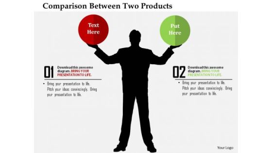 Business Diagram Comparison Between Two Products Presentation Template