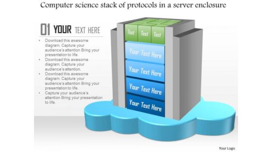 Business Diagram Computer Science Stack Of Protocols In A Server Enclosure Ppt Slide