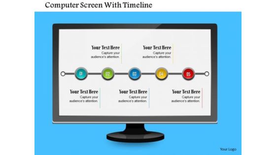 Business Diagram Computer Screen With Timeline Presentation Template
