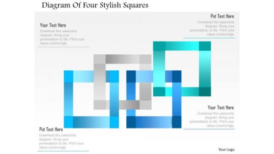 Business Diagram Diagram Of Four Stylish Squares Presentation Template