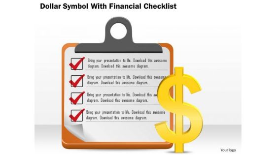 Business Diagram Dollar Symbol With Financial Checklist Presentation Template Business Diagram Dollar Symbol With Financial Checklist Presentation Template