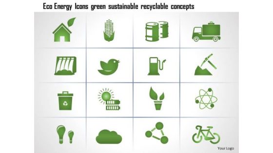 Business Diagram Eco Energy Icons Green Sustainable Recyclable Concepts Ppt Slide