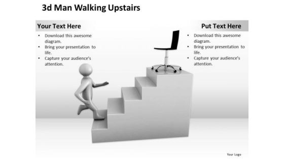 Business Diagram Examples 3d Man Walking Upstairs PowerPoint Slides