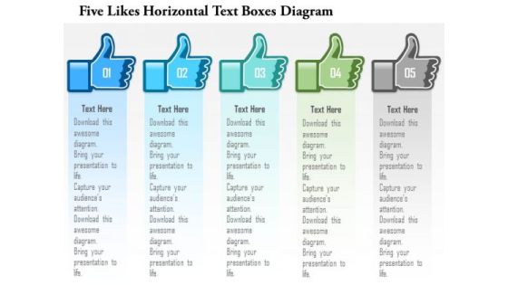 Business Diagram Five Likes Horizontal Text Boxes Diagram Presentation Template
