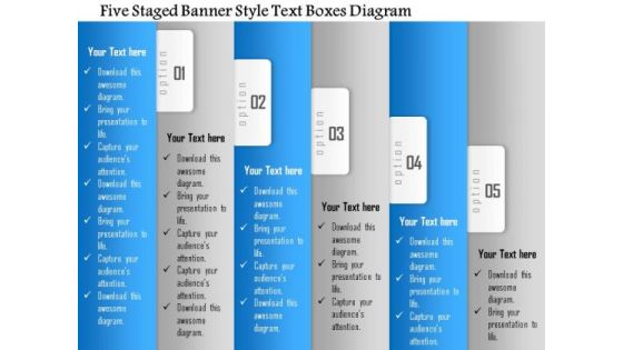 Business Diagram Five Staged Banner Style Text Boxes Diagram Presentation Template