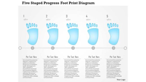 Business Diagram Five Staged Progress Foot Print Diagram PowerPoint Template