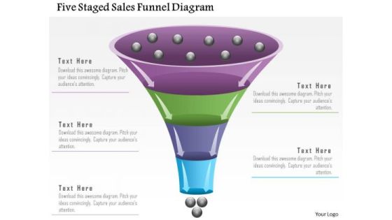 Business Diagram Five Staged Sales Funnel Diagram Presentation Template