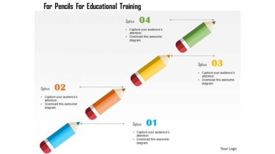Business Diagram For Pencils For Educational Training Presentation Template