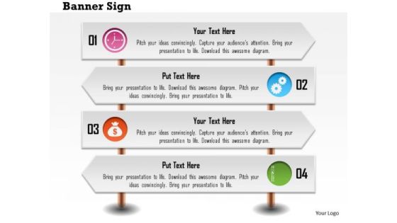 Business Diagram Four Banner Style Text Boxes For Data Representation Presentation Template