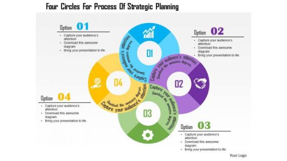 Business Diagram Four Circles For Process Of Strategic Planning Presentation Template