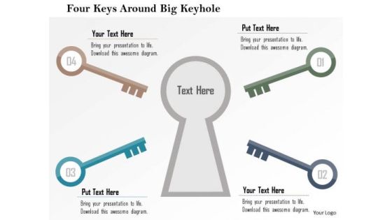 Business Diagram Four Keys Around Big Keyhole Presentation Template