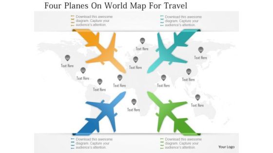 Business Diagram Four Planes On World Map For Travel Presentation Template Business Diagram Four Planes On World Map For Travel Presentation Template