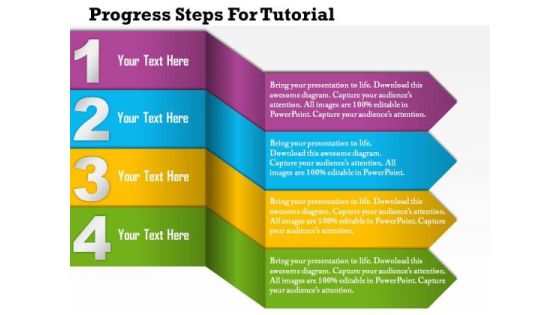 Business Diagram Four Progressive Text Boxes For Business Data Presentation Template