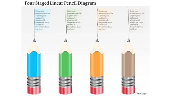 Business Diagram Four Staged Linear Pencil Diagram Presentation Template Business Diagram Four Staged Linear Pencil Diagram Presentation Template