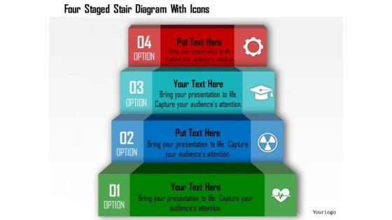 Business Diagram Four Staged Stair Diagram With Icons Presentation Template Business Diagram Four Staged Stair Diagram With Icons Presentation Template