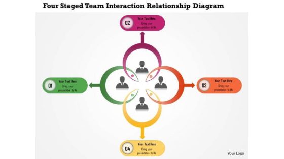 Business Diagram Four Staged Team Interaction Relationship Diagram Presentation Template