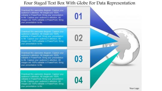 Business Diagram Four Staged Text Box With Globe For Data Representation Ppt Template Business Diagram Four Staged Text Box With Globe For Data Representation Ppt Template