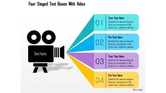 Business Diagram Four Staged Text Boxes With Video Presentation Template Business Diagram Four Staged Text Boxes With Video Presentation Template