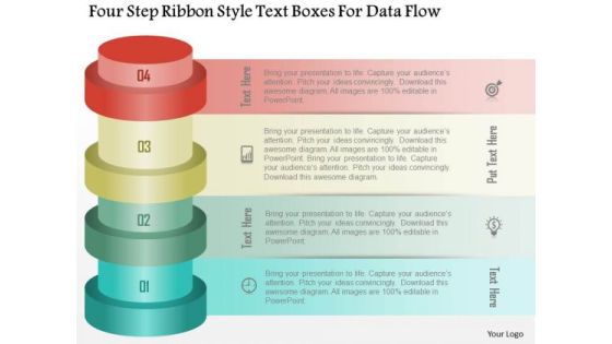 Business Diagram Four Step Ribbon Style Text Boxes For Data Flow PowerPoint Template Business Diagram Four Step Ribbon Style Text Boxes For Data Flow PowerPoint Template
