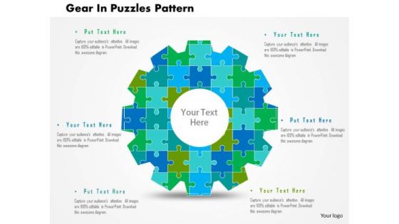 Business Diagram Gear In Puzzles Pattern Presentation Template