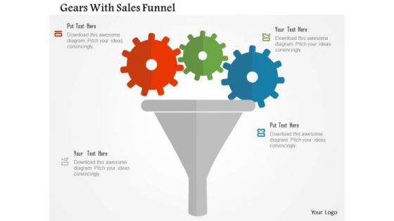 Business Diagram Gears With Sales Funnel Presentation Template
