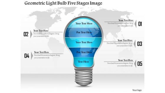 Business Diagram Geometric Light Bulb Five Stages Image Presentation Template
