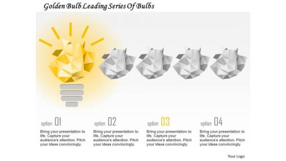 Business Diagram Golden Bulb Leading Series Of Bulbs Presentation Template