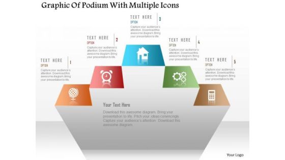 Business Diagram Graphic Of Podium With Multiple Icons PowerPoint Template Business Diagram Graphic Of Podium With Multiple Icons PowerPoint Template