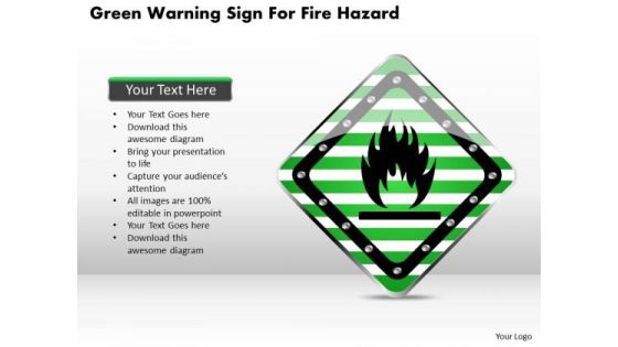 Business Diagram Green Warning Sign For Fire Hazard Presentation Template Business Diagram Green Warning Sign For Fire Hazard Presentation Template