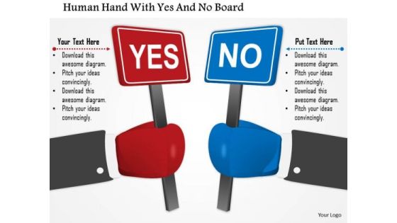 Business Diagram Human Hand With Yes And No Board Presentation Template Business Diagram Human Hand With Yes And No Board Presentation Template