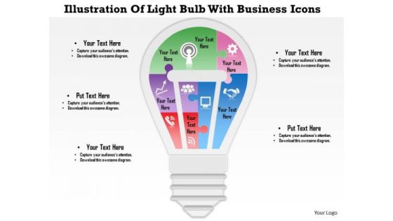 Business Diagram Illustration Of Light Bulb With Business Icons Presentation Template Business Diagram Illustration Of Light Bulb With Business Icons Presentation Template