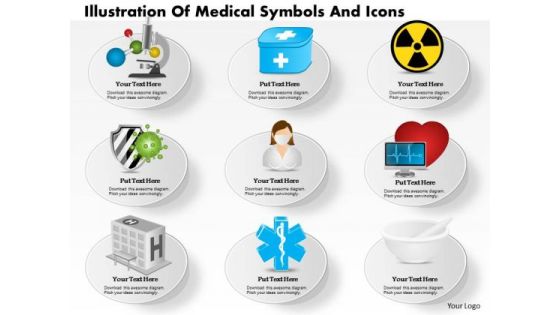 Business Diagram Illustration Of Medical Symbols And Icons Presentation Slide Template Business Diagram Illustration Of Medical Symbols And Icons Presentation Slide Template