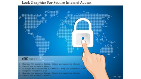 Business Diagram Lock Graphics For Secure Internet Access Presentation Template