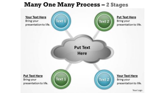 Business Diagram Many One Many Process 2 Stages Sales Diagram