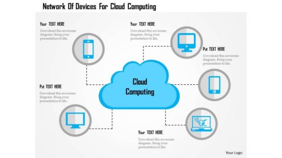 Business Diagram Network Of Devices For Cloud Computing Presentation Template
