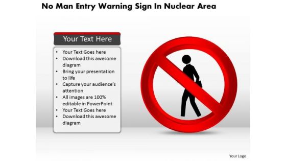 Business Diagram No Man Entry Warning Sign In Nuclear Area Presentation Template