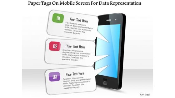 Business Diagram Paper Tags On Mobile Screen For Data Representation Presentation Template Business Diagram Paper Tags On Mobile Screen For Data Representation Presentation Template