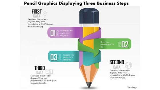 Business Diagram Pencil Graphics Displaying Three Business Steps Presentation Slide Template Business Diagram Pencil Graphics Displaying Three Business Steps Presentation Slide Template