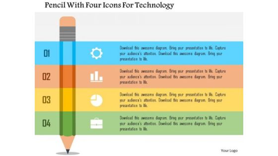 Business Diagram Pencil With Four Icons For Technology Presentation Template Business Diagram Pencil With Four Icons For Technology Presentation Template