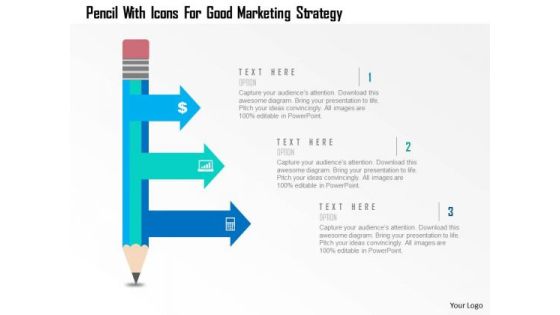 Business Diagram Pencil With Icons For Good Marketing Strategy Presentation Template