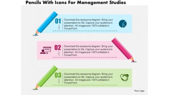 Business Diagram Pencils With Icons For Management Studies Presentation Template