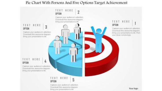 Business Diagram Pie Chart With Persons And Five Options Target Achievement Presentation Template Business Diagram Pie Chart With Persons And Five Options Target Achievement Presentation Template